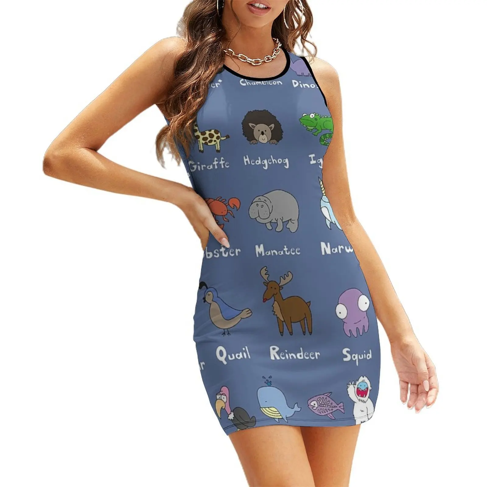

The Animal Alphabet Sleeveless Sundress dress for women summer chic and elegant evening dress elegant dresses plus sizes