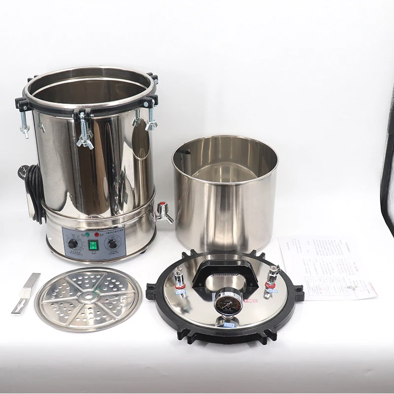 2kw 24L Temperature controlled portable steam sterilizers autoclaves mushroom 24 liter  pressure steam sterilizer machine Equipm