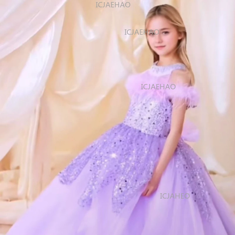 2026 Kids Formal Dress Costume Children Birthday Tutu Pageant Outfit Vestido Girls Princess Gown French Sweet Host Performance