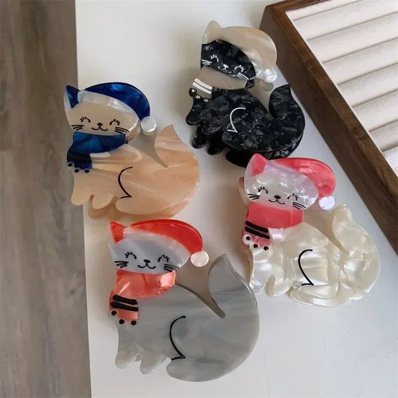 

BYL Creative Christmas Cat Hair Clip Acetate Claw Clip Cute Cartoon Cat Shark Clip Ins Half Clasp Hair Accessories for Women