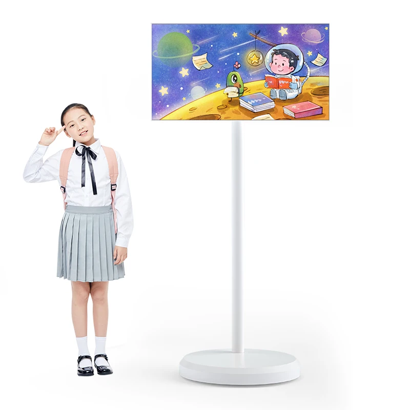 21.5 32 Inch LED HDTV Portable Smart TV with Wireless Capacitive Touch Screen Wheels Standby Movable TV for Home Office Gym