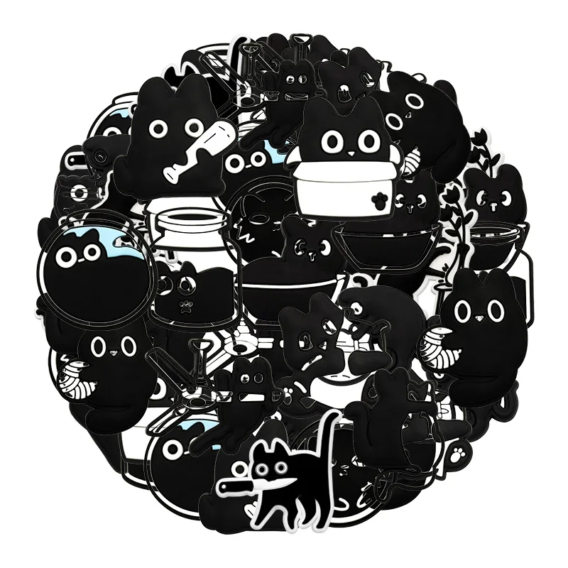 

Lazy Fish Tank Black Cat 13-100PCS Shoes Charm Decorations Mix PVC Decoration High quality Detachable Waterproof For Party Gifts