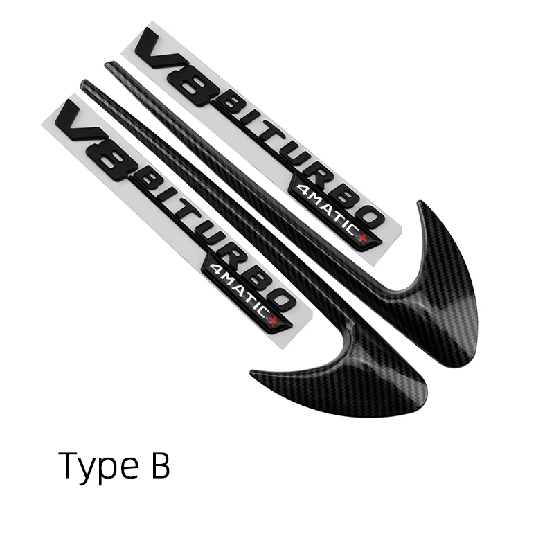 자동차 펜더 엠블럼 배지, V8 BITURBO 4MATIC +, 메르세데스 벤츠 W222 W204 W205 W206 W176 W124 W212 W213 W214 W177 X253 액세서리