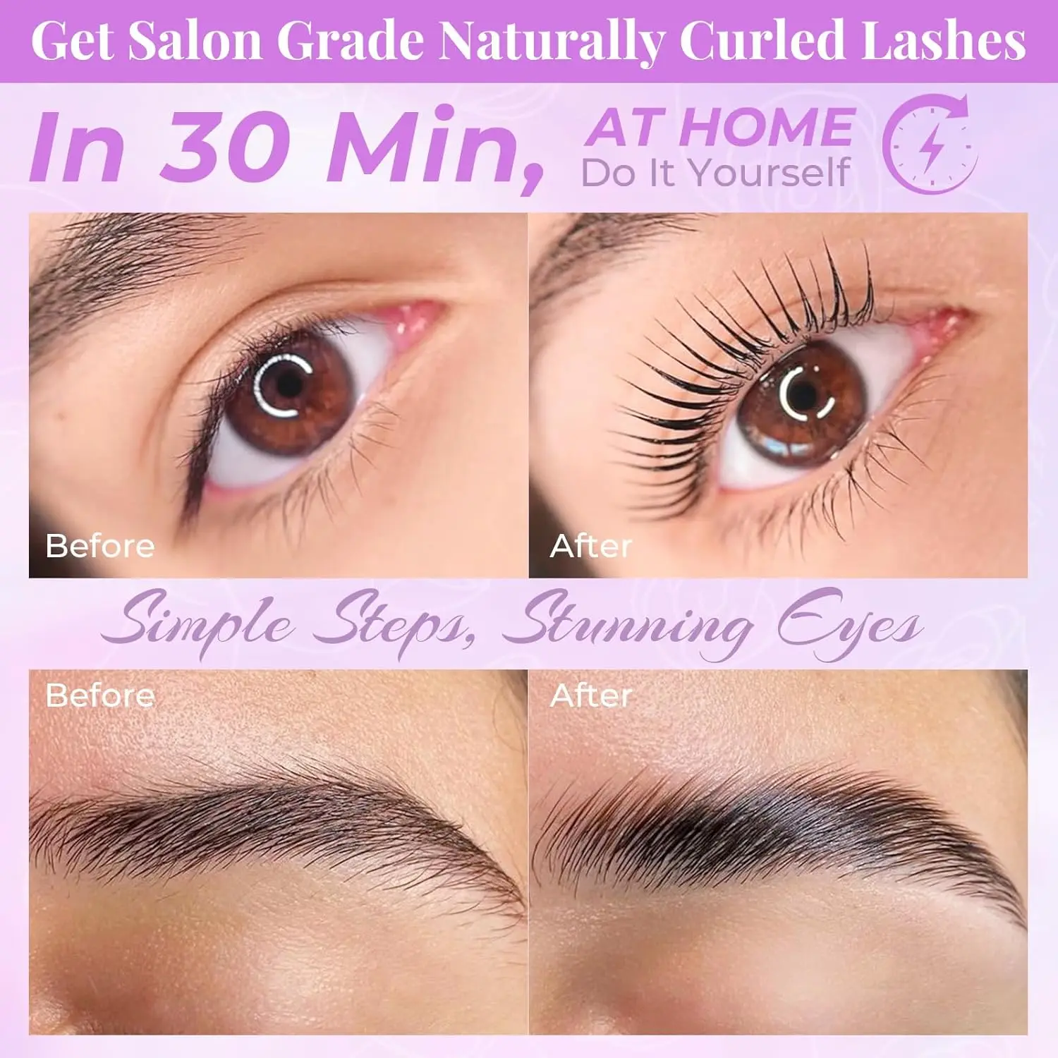 PERMANIA New Eyelash Lift Kit 2-in-1 Korean Eyelash Lift and Eyebrow Laminating Kit With Open Eyes Silicone Shields Soft Formula