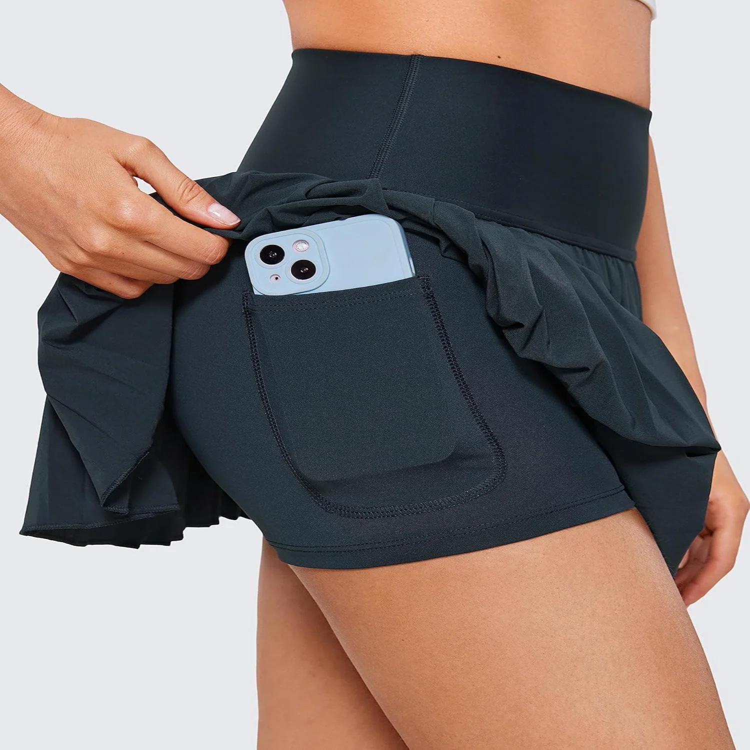 

Women's High Waisted Pleated Tennis Skirts with Pockets Tummy Control Casual Liner Skorts Line Workout Golf Skirts