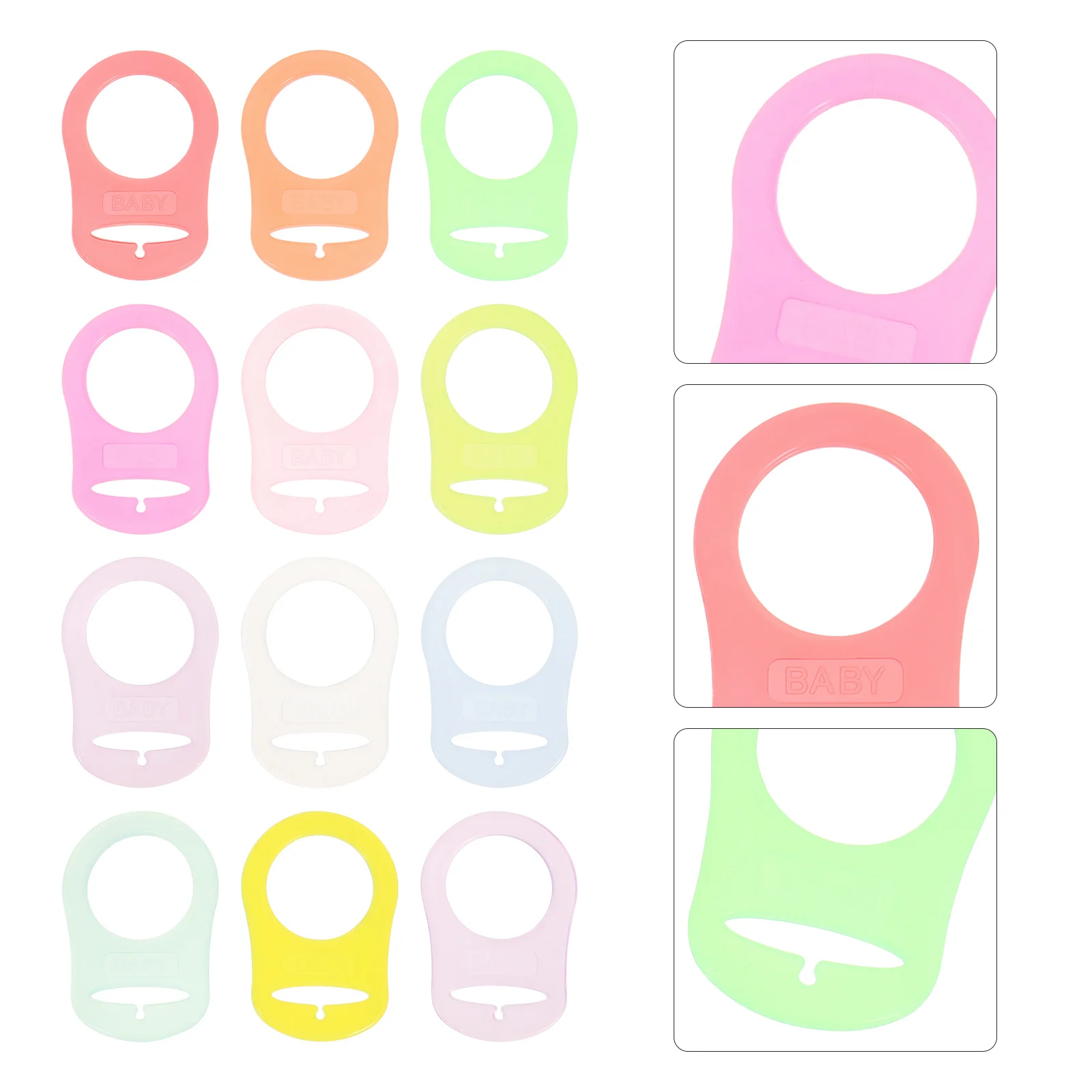 

12Pcs Baby Pacifier Clips Adapter Silicone Rings Soft Baby Soother Holder Connector Replacement Clips Holder Accessories