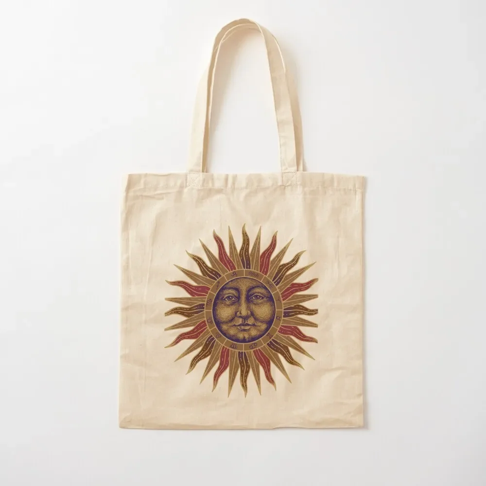 Celestial Golden Sun Face Tote Bag tote bag cloth bag woman Women's