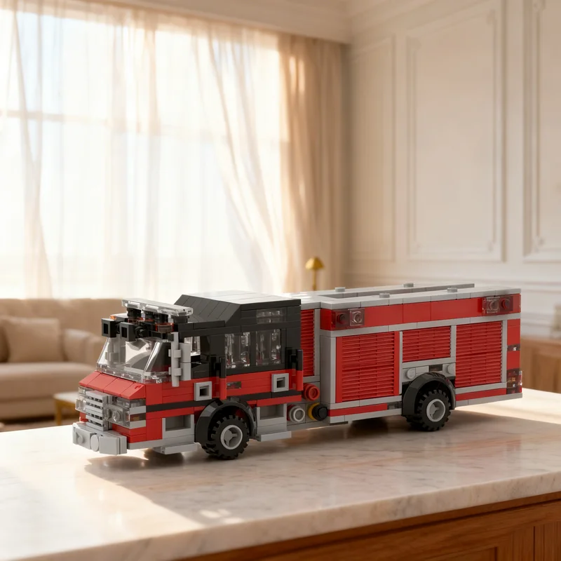 392pcs MOC City Fire Simple Rescue Engine Model Toys Building Blocks Architecture Christmas Gift Craft Collection Display Idea