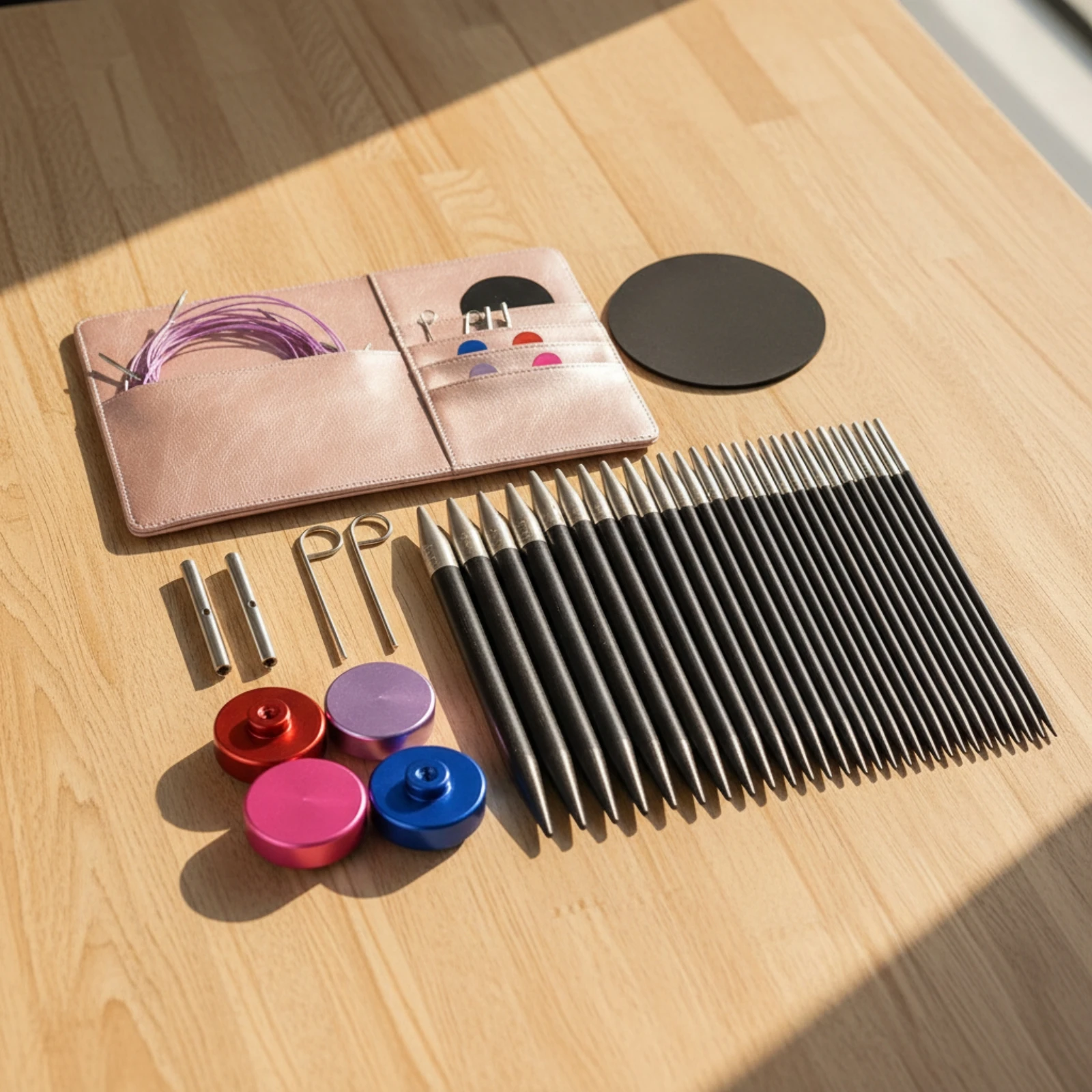 Interchangeable Knitting Complete Circular Knitting Set Color-Coded Lightweight for Knitters, Craft Projects
