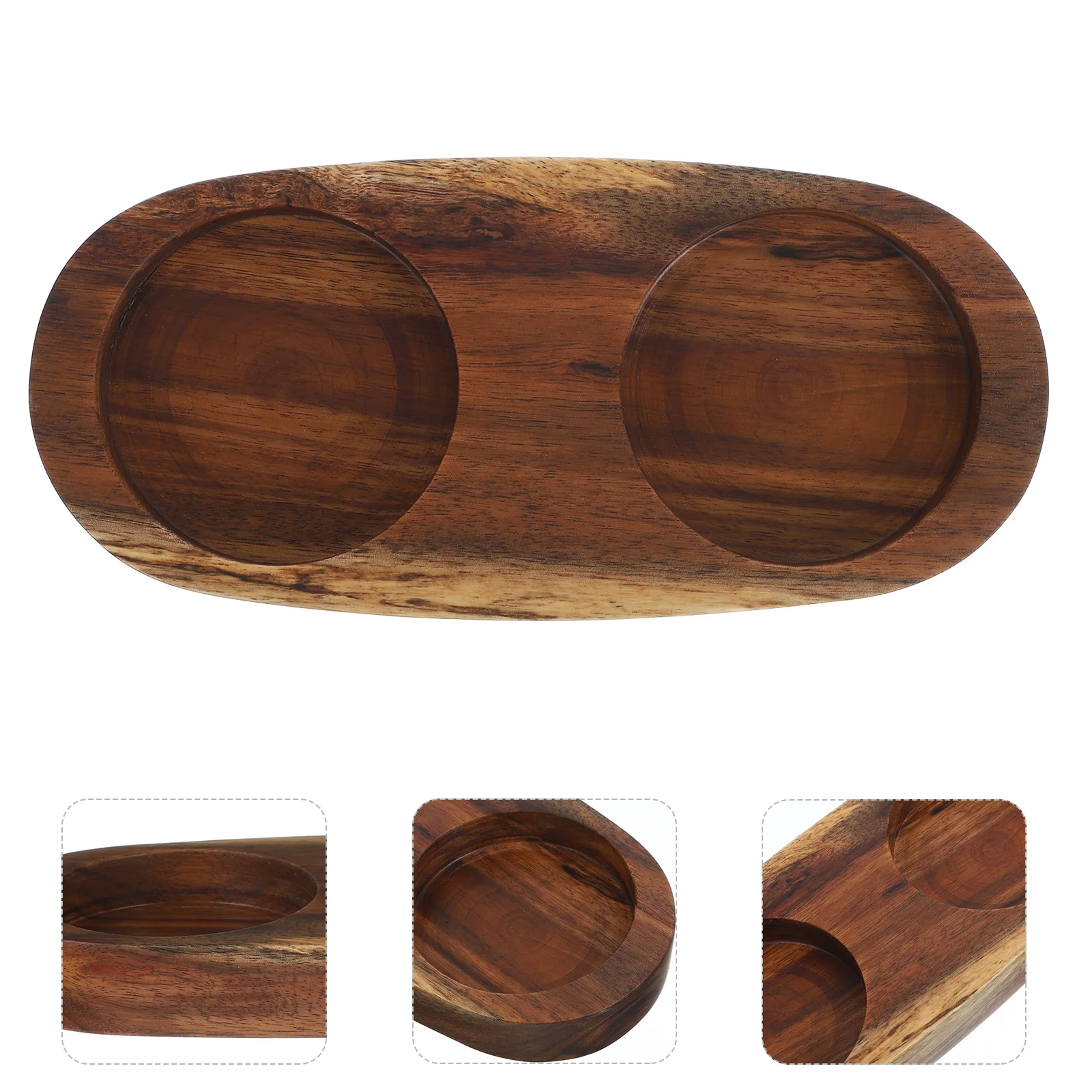 

Wooden Tray for Pepper Grinder 5.8CM Inner Diameter Non Slip Kitchen Dining Table Sauce Holder Condiment Storage Trays