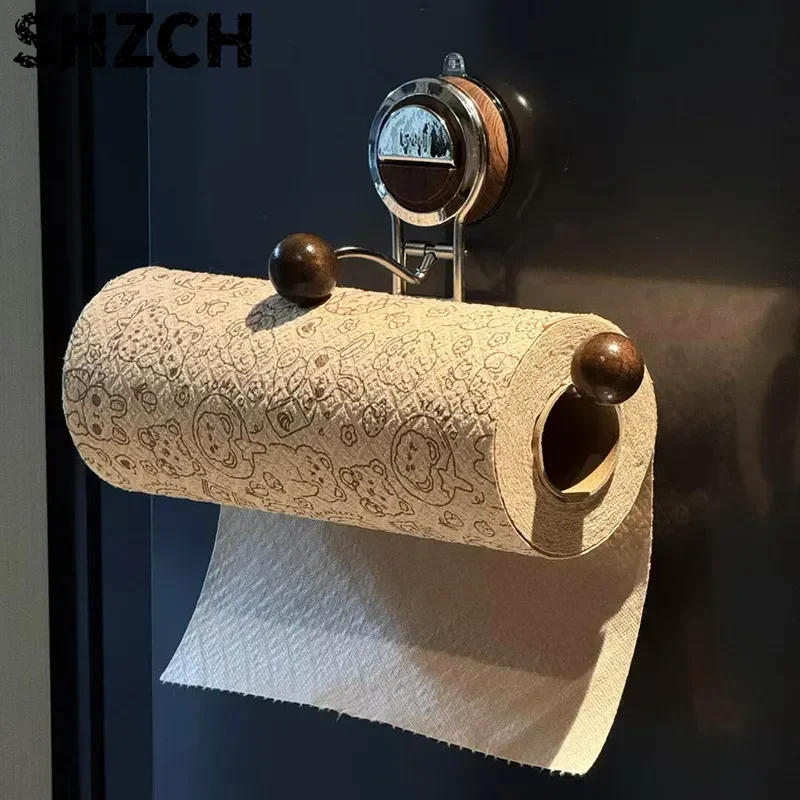 No Punching Suction Cup Kitchen Paper Holder Inverted Hanging Box Bathroom Tissue Holders Saving Space Load-bearing Rack
