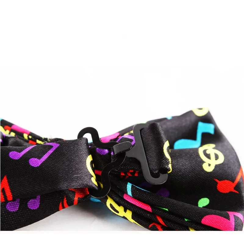 Mode coloré Note de musique noeud papillon noir motif de musique noeud papillon pour hommes femmes nouveauté cravate loisirs Cool marque