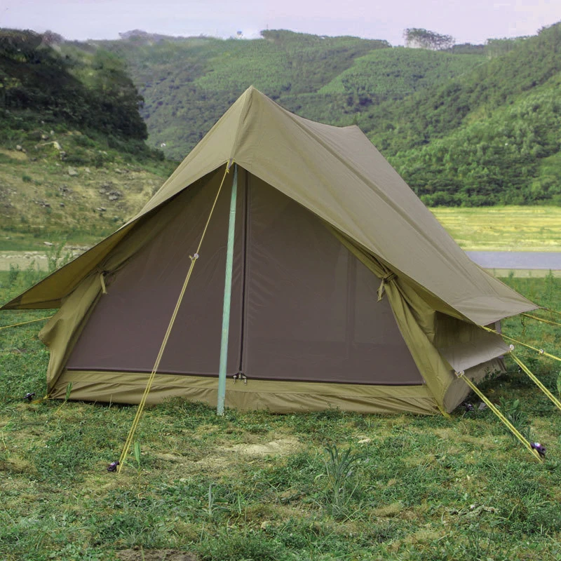 Outdoor Waterproof Hiking Traveling Camping Tent Cabin Ridge Tent Rain Proof Cabin Type A-shaped Oxford Cloth Vintage Green