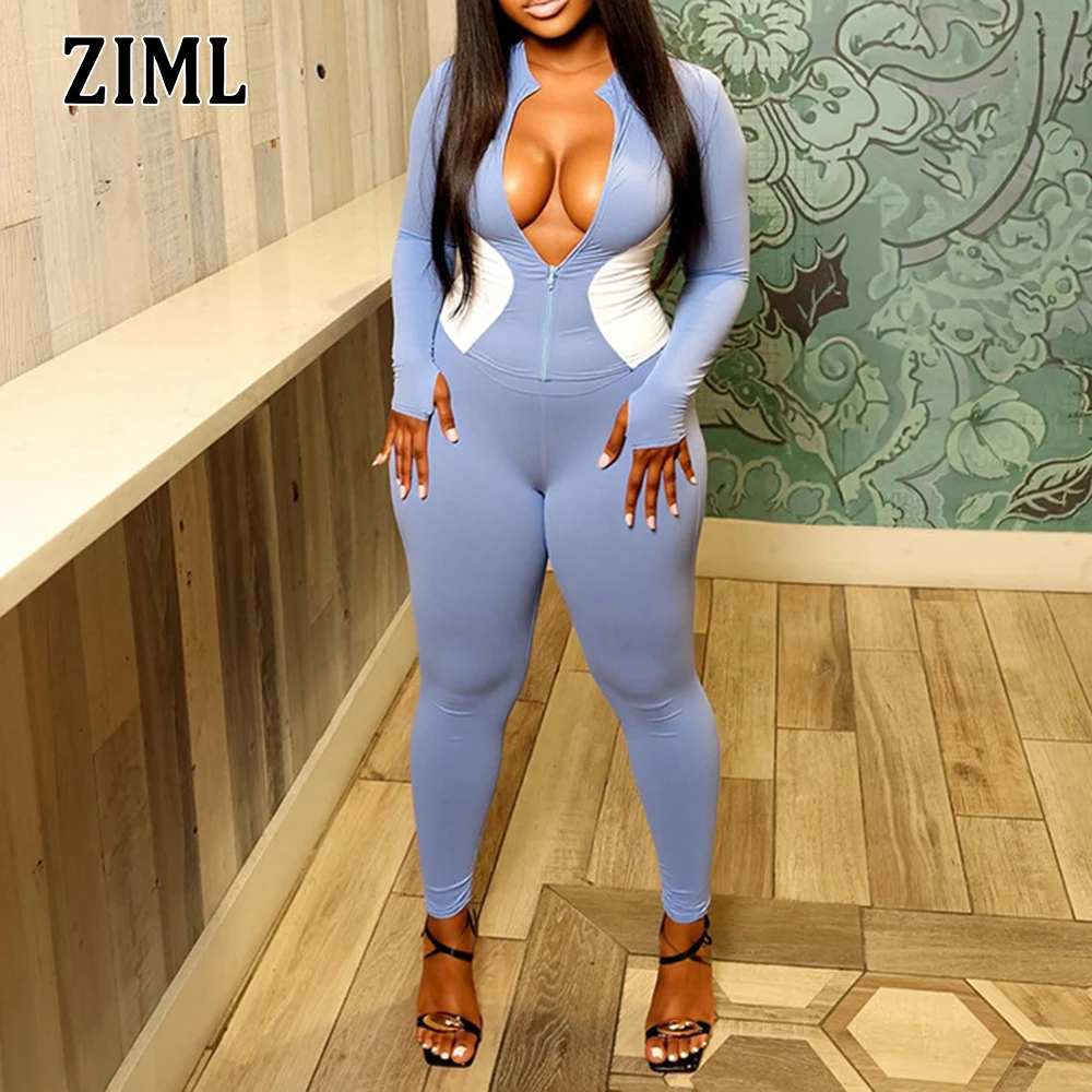 

ZIML сексуальные комплекты из двух предметов для женщин, воротник-стойка, длинный рукав, пальто на молнии, повседневные брюки с высокой талией, комплект для похудения, женский новый