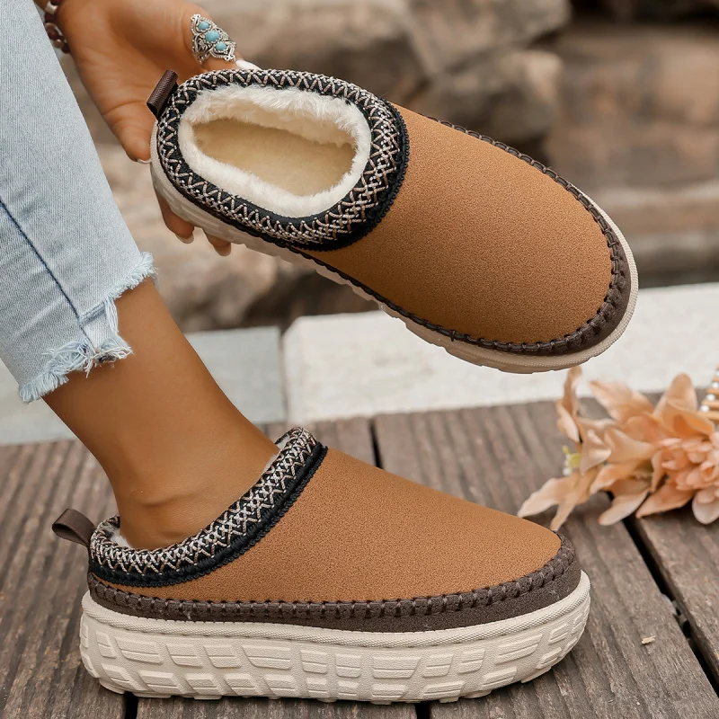 

2025 Platform Fluffy Slippers Women/men House Flats Fashion Plush Winter Shoes Ladies Home Elegant Casual Footwear Large Size