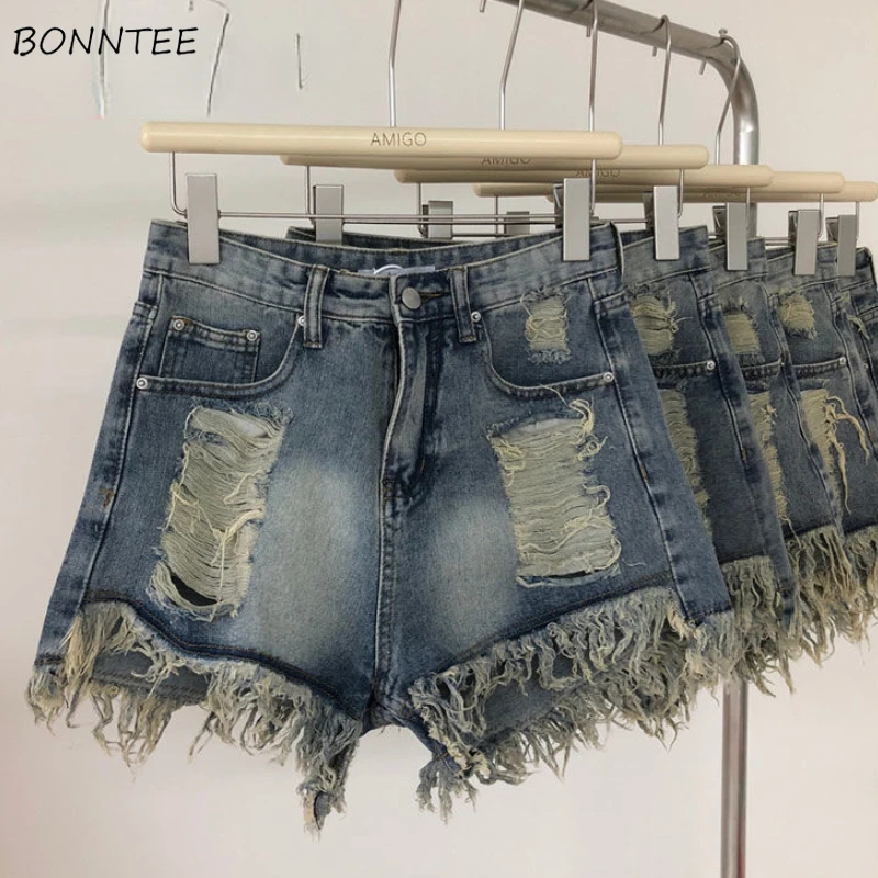 

Denim Y2k Shorts Women Summer Ripped Vintage Loose Fashion Hotsweet Tender High Waist Sexy Girls Casual Korean Style All-match