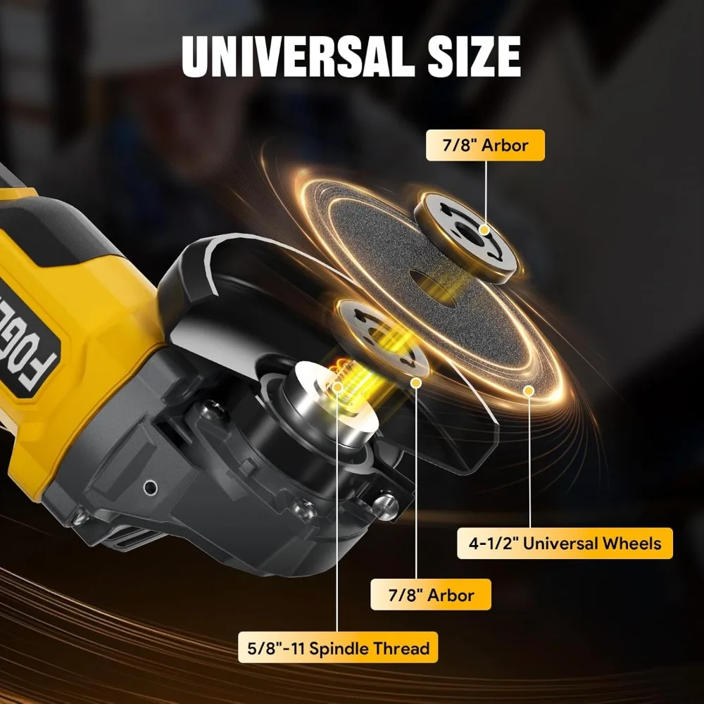 Cordless Angle Grinder, 4-1/2 Inch Power Grinder Tools Compatible with 20V MAX Battery, 3 Speed Power Cordless Grinder for Metal