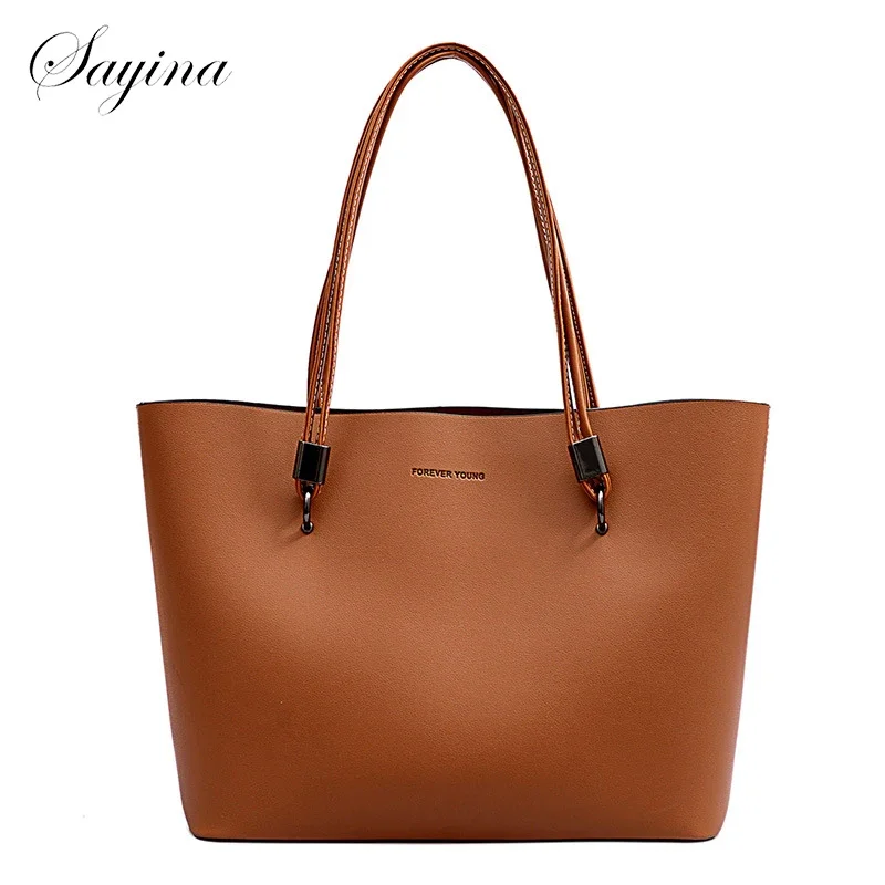 

Luxury Women Shoulder Bag Soft PU Leather Ladies Shopping Tote Large Capacity Teenager Bookbags Winter New Solid Color Purse