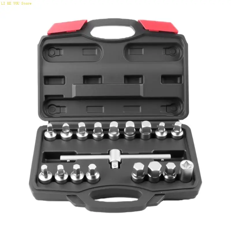 

W3JE Comprehensive 18pc Mechanic With Universal Lever Wrench Corrosion Resistant Socket Ergonomic Handles For Efficient Repairs