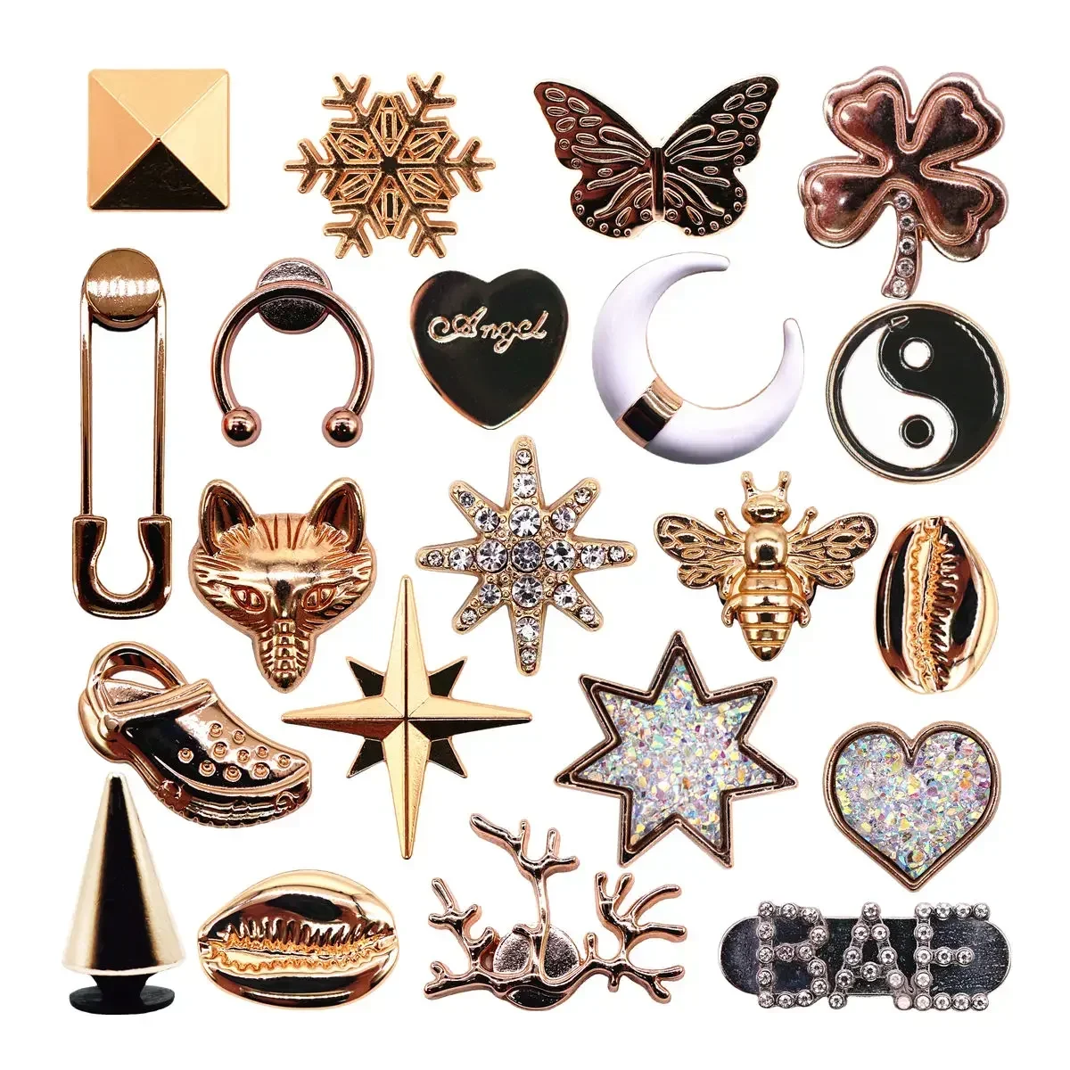 1 Pcs Luxury Gold Metal Shoe Charms Accessories Rivet Fine Color Bling Rhinestone Designer Sandal Decarations for Girl Gifts
