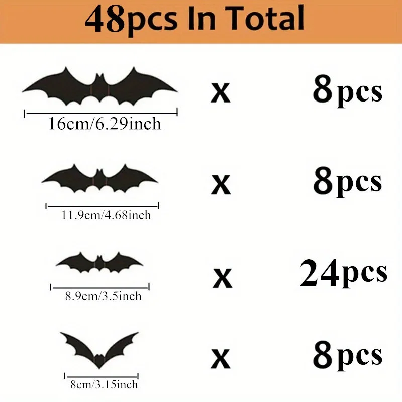 Halloween Fledermaus Dekorationen, 3D PVC Fledermaus an der Wand, Schwarze Wandaufkleber, Gruselige Party-Accessoires, DIY Dekoration Heimdekoration abnehmbare Sticker Horror Atmosphäre Festartikel Raumverzierung – Detail 11