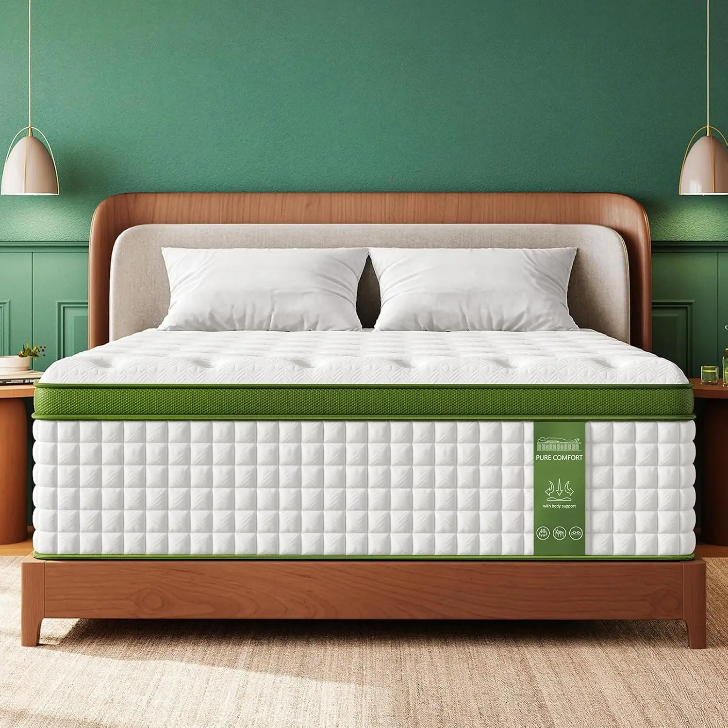 

Mattress, 14 inch mixed mattress large, with gel memory foam and bagged springs, decompression and motion isolation