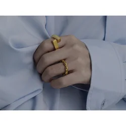 Brass With 18K Gold Stunning Stackble Beads Ring Women Jewelry Designer T Show Club Cocktail Party Rare Hiphop Japan Korean