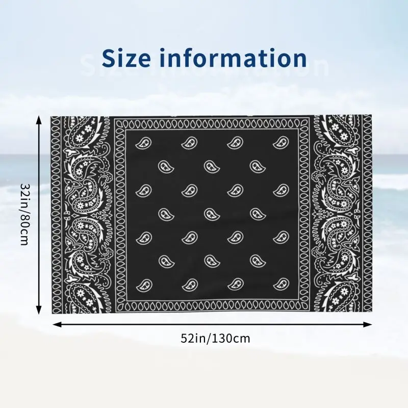 Colorful Paisley Black Beach Towels Shower Bath Towel Sauna Travel Microfiber Absorbent Quick Dry Towel for Sport Gym Swimming