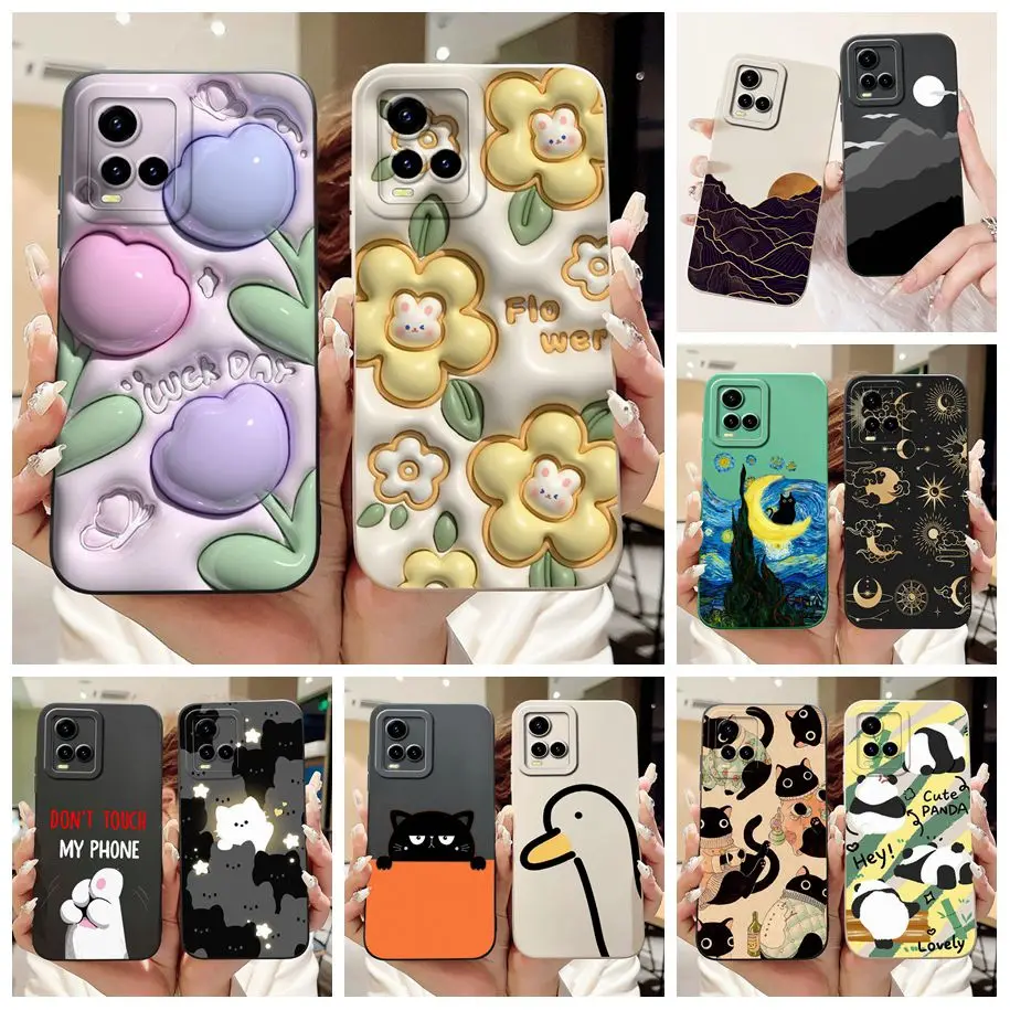 For Vivo Y21 2021 Case V2111 Silicone Cover For vivo Y21S Y33S Flower Protector Back Cover For Vivo Y21A Y21T Y33T VivoY21 Funda