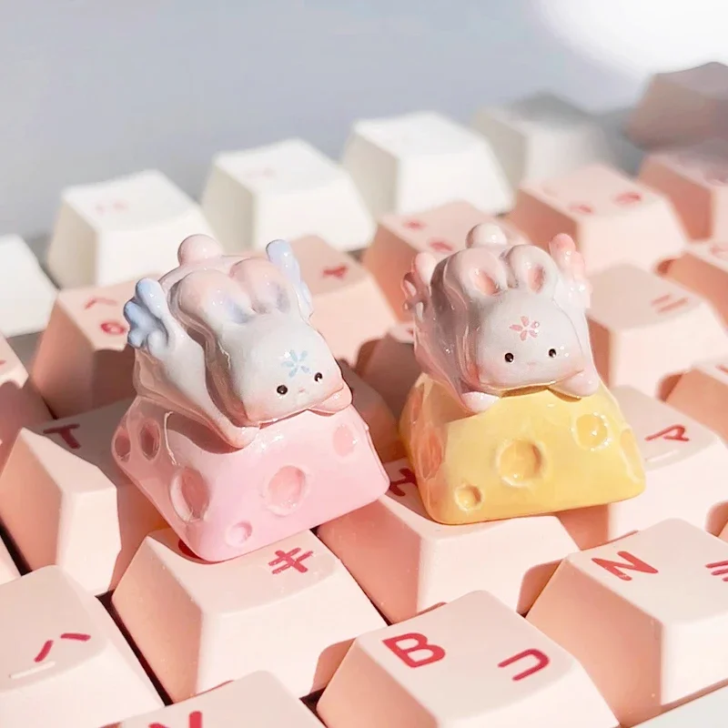 Cute Lunar Rabbit Keycaps Resin Artisan Keycaps for Mechanical Keyboard Accessories Custom Cute Personalized Creativity Key Caps