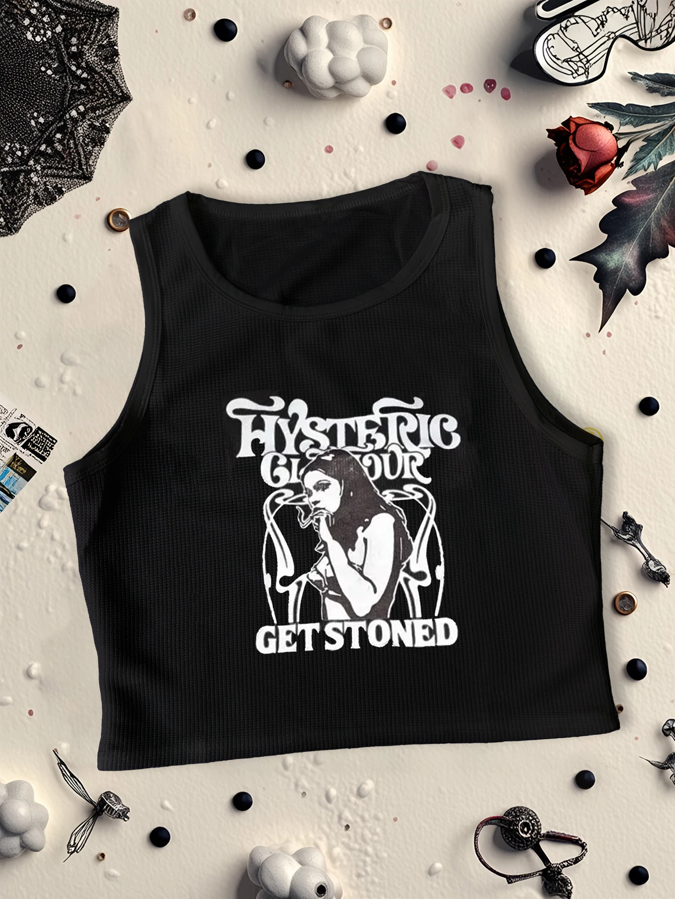 

Harajuku эстетическая ретро уличная одежда Harajuku готический жилет без рукавов узор футболка корсет Y2K топ белый топ