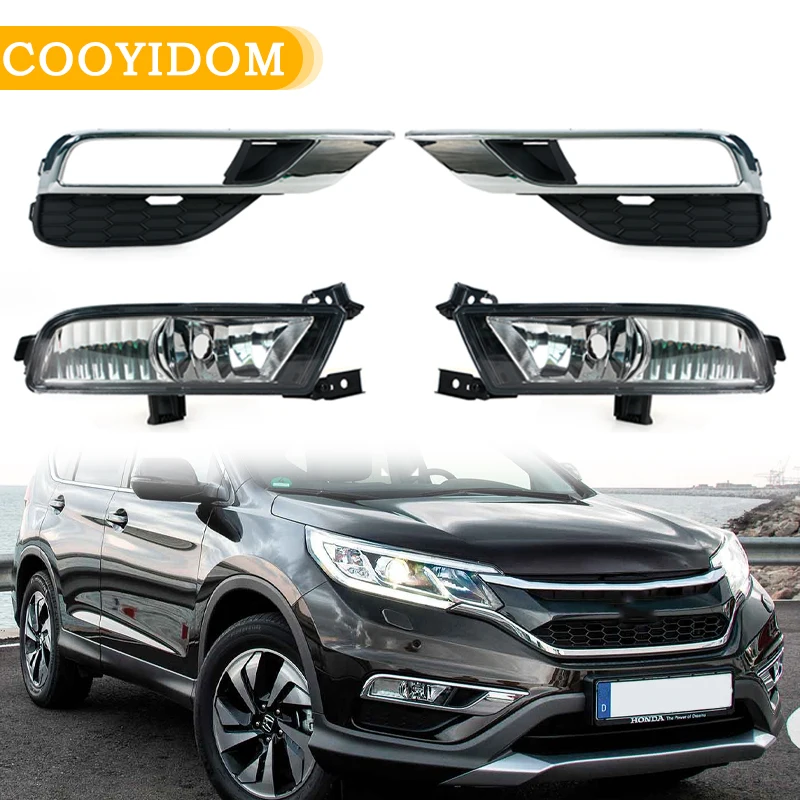 Front Bumper Fog Lamp Fog Lamp Driving Lamp Cover Grilles Frame Trim For Honda CRV Type UK Version 2015 2016 71103-T0N-T00
