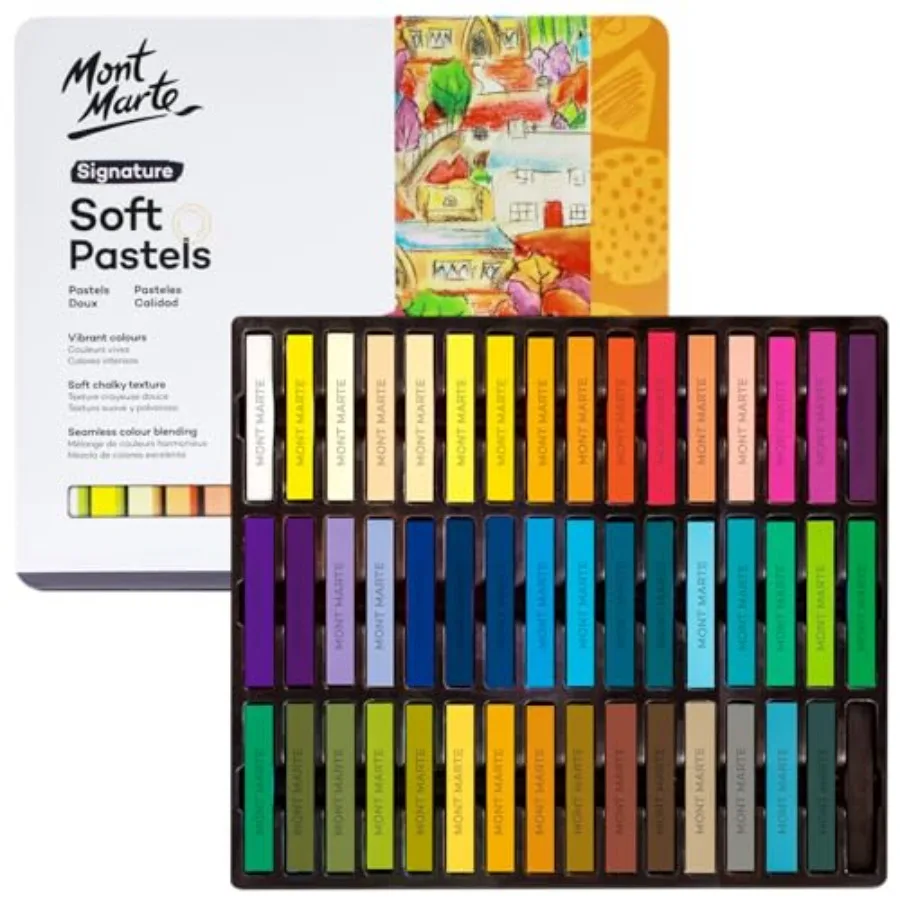 

Soft Pastels in Tin Box Signature 48pc 48 Assorted Colors Vibrant Pastel Sticks Great Blending Comes in Storage Case Ideal for