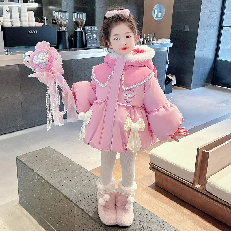 

Sanrio Kuromi Girls Thickened Cotton Coat Anime Autumn and Winter New Kawaii Fashion Cartoon Halloween Warm Cotton Coat Jacket