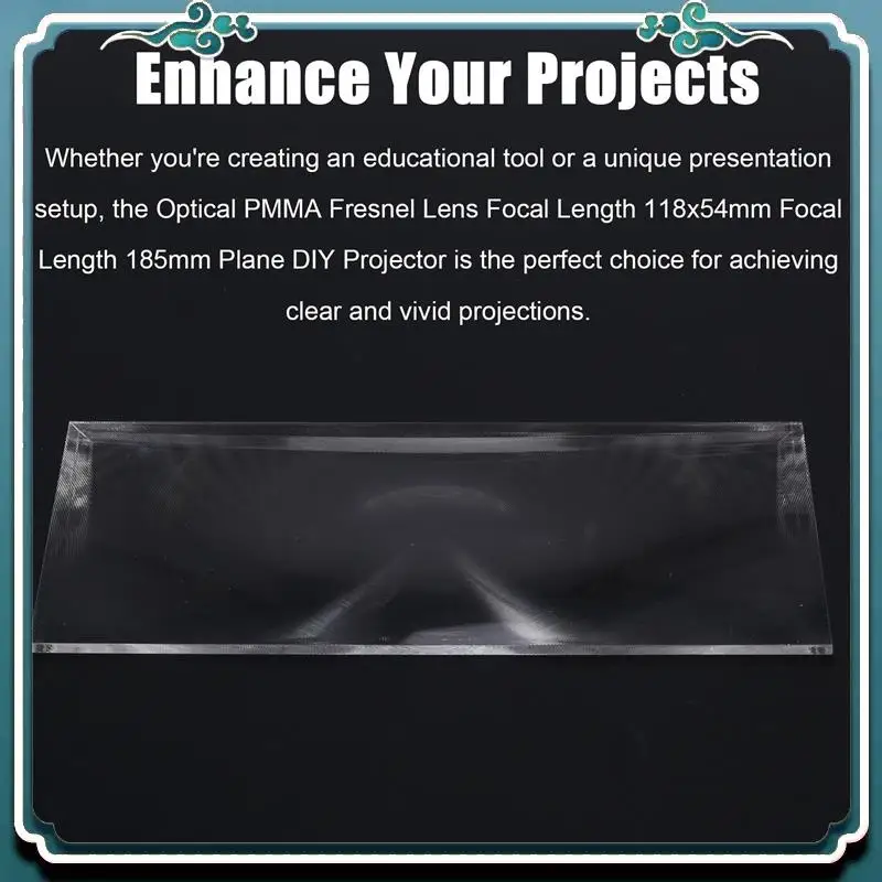 Easy To Use Optical PMMA Fresnel Lens Focal Length 118*54Mm Focal Length 185Mm Plane DIY Projector