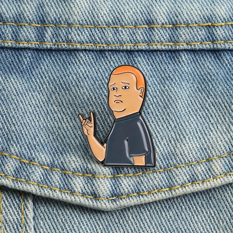 Bobby Rock Roll Hand Emaille Pins Lustige Cartoon Charakter Broschen Revers Abzeichen Comedy TV Show Schmuck Geschenk für Freunde