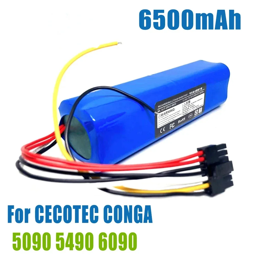 14.4V 6800mAh  INR18650 MH1-4S2P-300S Robot Battery for Cecotec Conga 5090 5490 6090 Robotic Vacuum Cleaner 18650