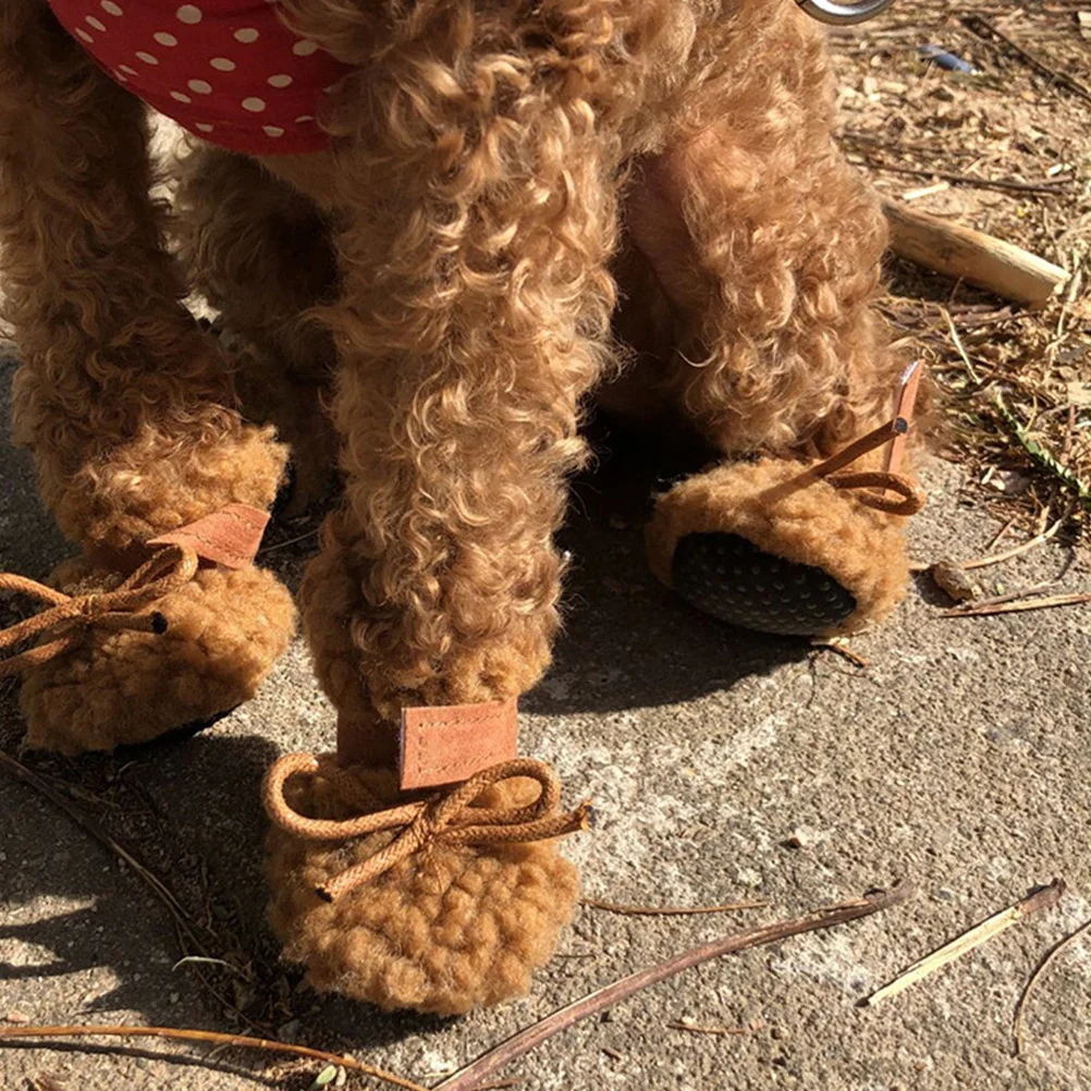 

4pcs Dog Snow Boots Winter Pet Snow Boots Waterproof Non-Slip Outdoor Warm Paw Protectors For Hardwood Floors Anti-Scratch