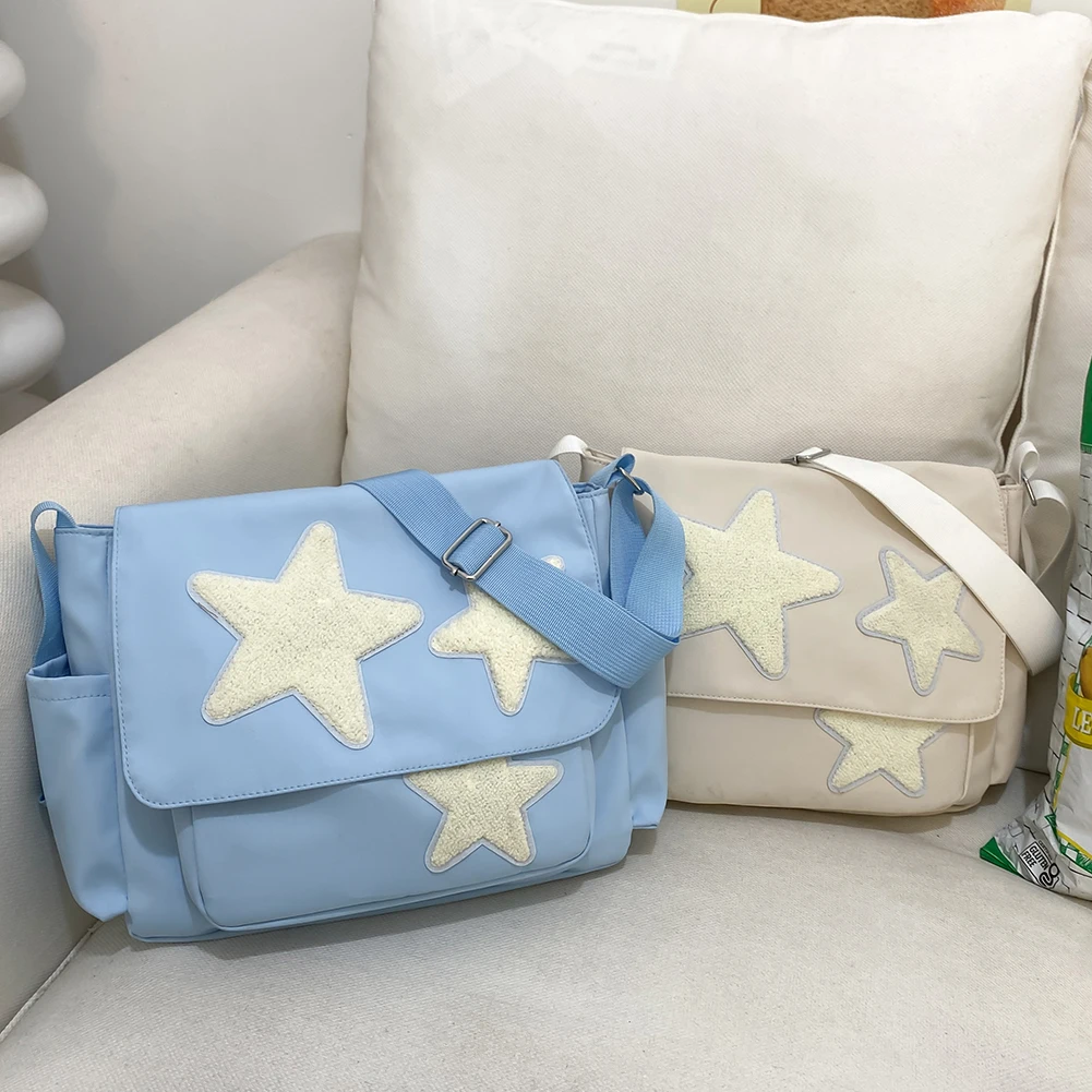 Женская школьная сумка для книг с боковыми карманами Y2K Star Messenger Bag Стильная сумка-саквояж большой вместимости для путешествий на открытом воздухе