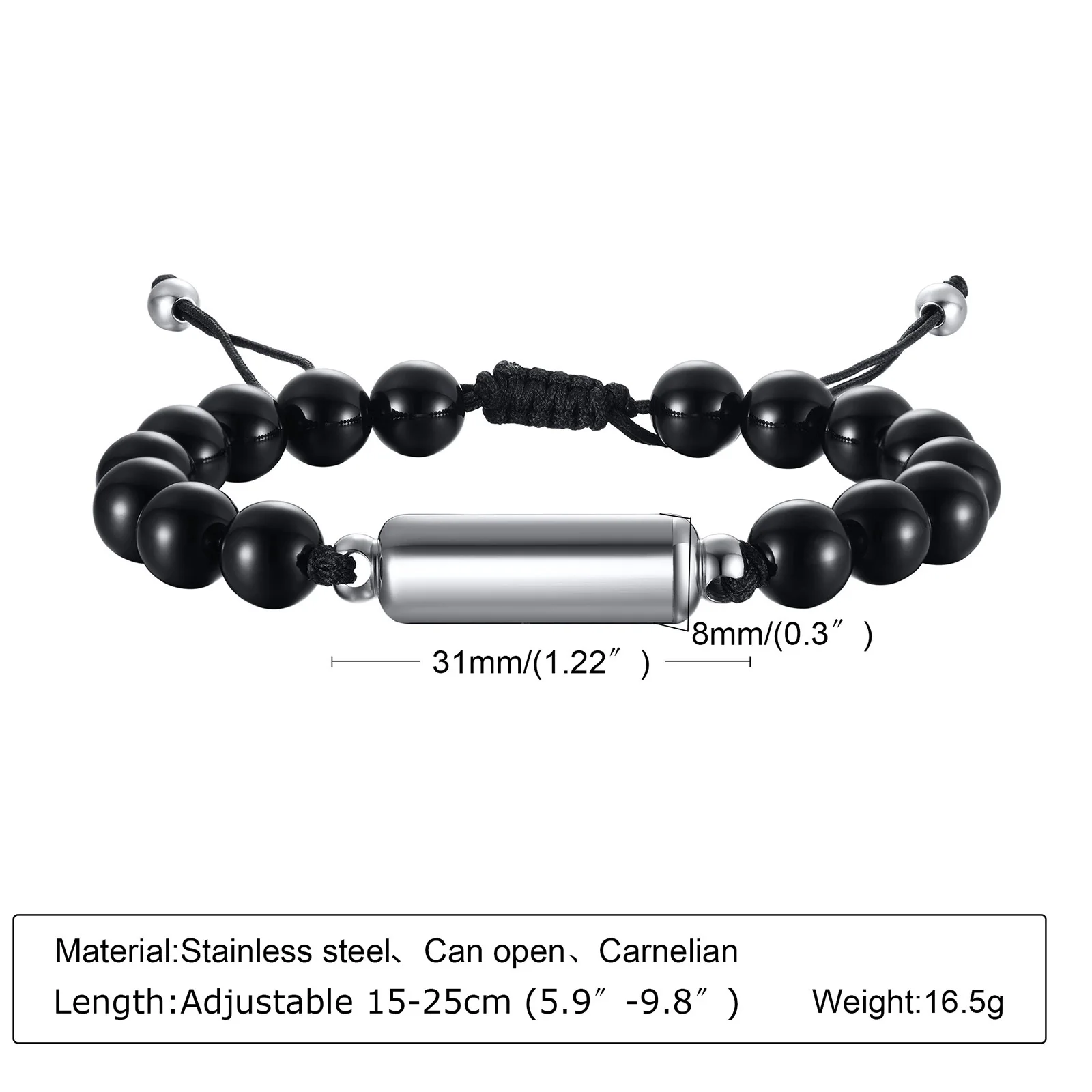 Cremation Urn Bracelets For Men,adjustable Tiger Eye Beads Chain Wristband Pet Family Papa Ashes Holder Stainless Steel Jewelry