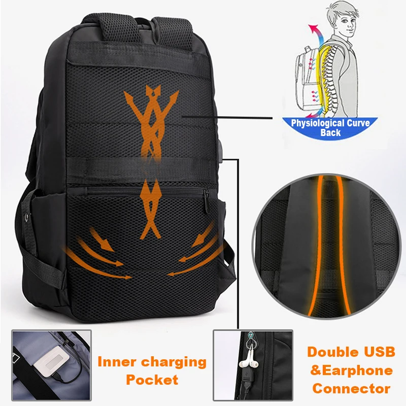 Super Light Oxford USB Charging laptop Men Backpack Waterproof Travel Backpack for Men Computer Business school Backpack Men Bag