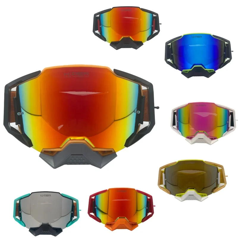 Dirt Bike Trail Protective Goggles Panoramic Sight Lens Sweat‑Wicking Foam Padding Non‑Slip Band for Motocross ATV Sports