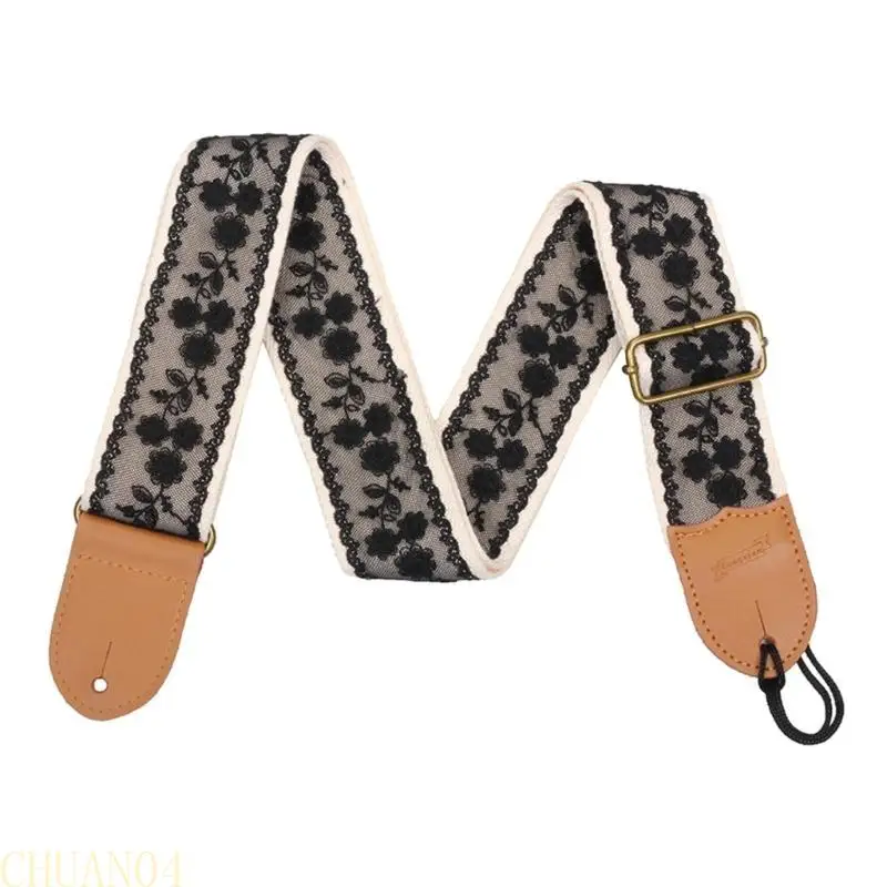 

Black Lace Bass Guitar Strap Vintage Acoustic Electric Guitar Straps Nylon Shoulder Strap for Guitarists Girls & Women
