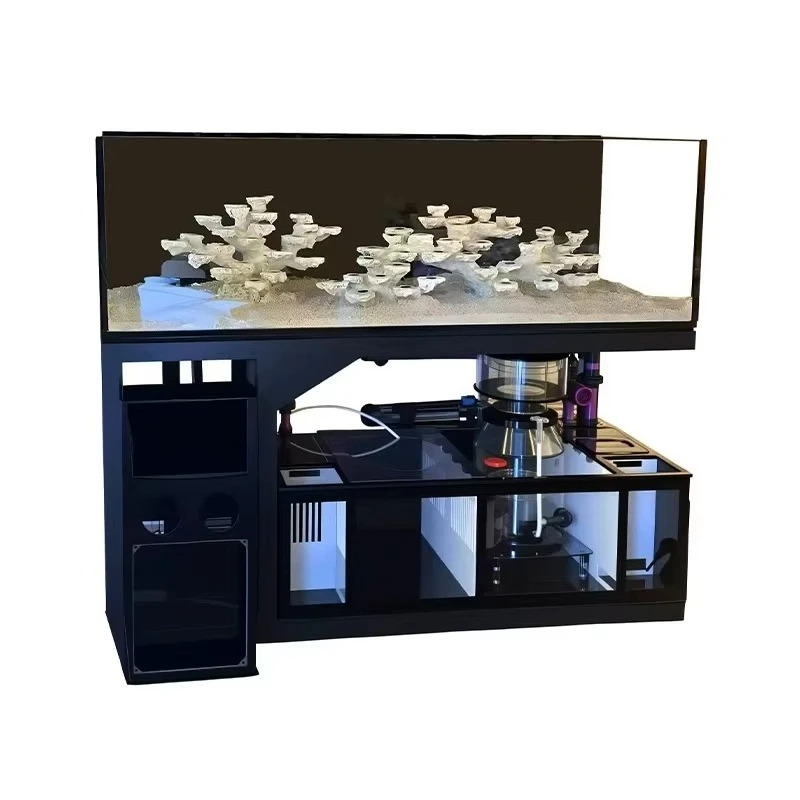 Open-Top Coral Reef Saltwater Aquarium Rectangular Fish Tank for Living Room or Office Display
