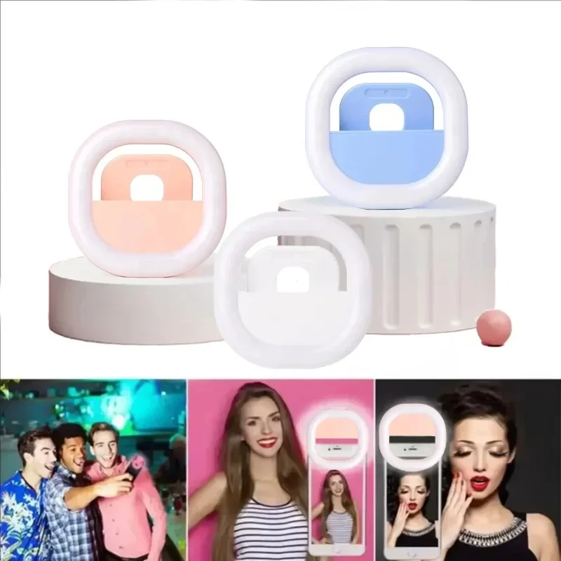 Mini luz LED para maquiagem de beleza para celular: recarregável por USB, brilho regulável de 3 níveis para fluxos ao vivo, selfies e maquiagem