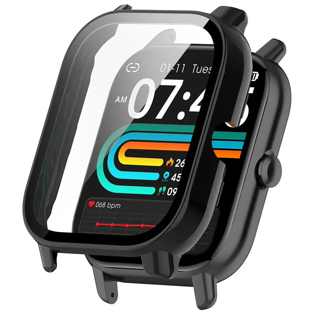 Nerunsa P66D PC+tempered Film Integrated Smart Watch Protective Case, Scratch-resistant, Wear-resistant And Translucent Design