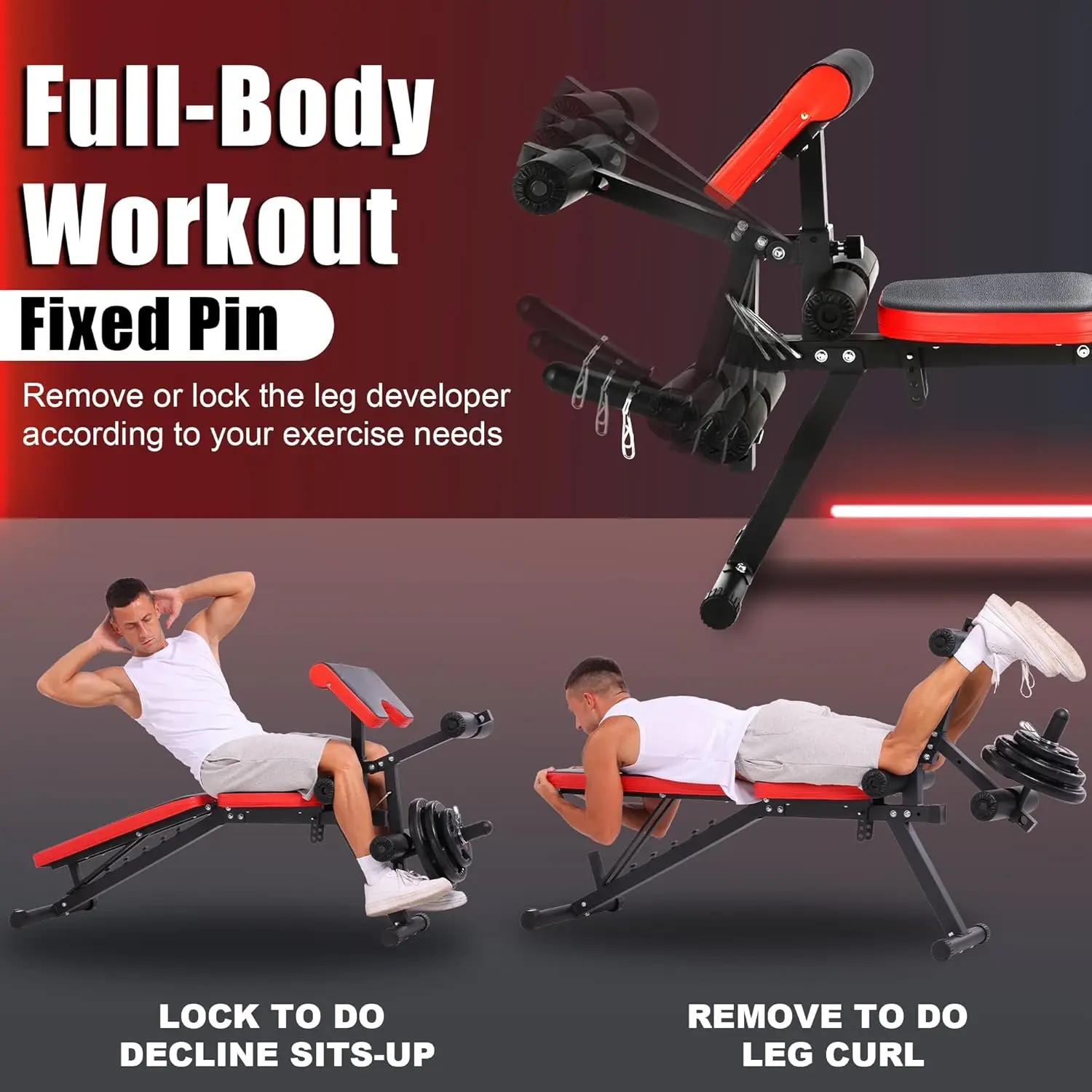 Weight Bench Set with Leg Extension & Curl Professional Bench Press Heavy-Duty Decline/Flat/Incline Sit Up Bench