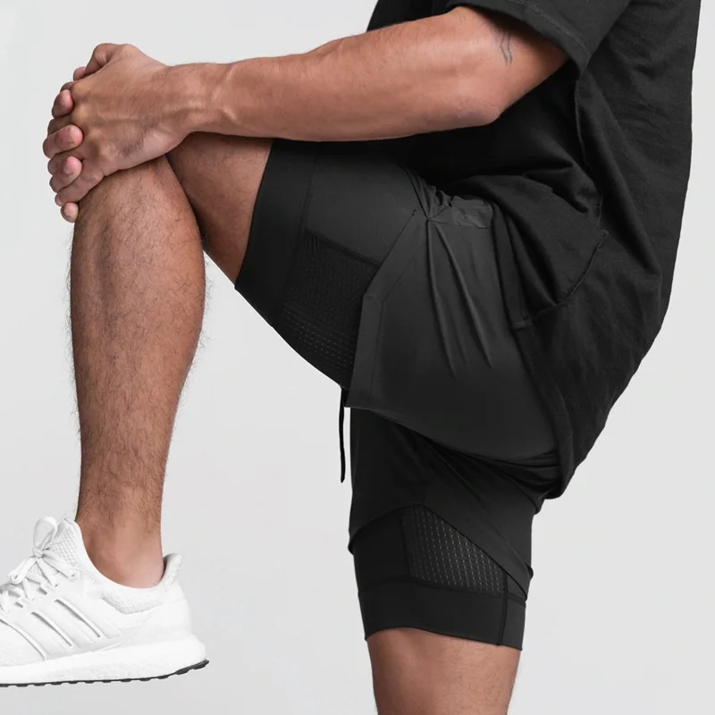 2026 New Men's Camo Running Shorts 2 in 1 Double Layer Quick Dry Gym Fitness Exercise Jogging Training Shorts Male Sports Short