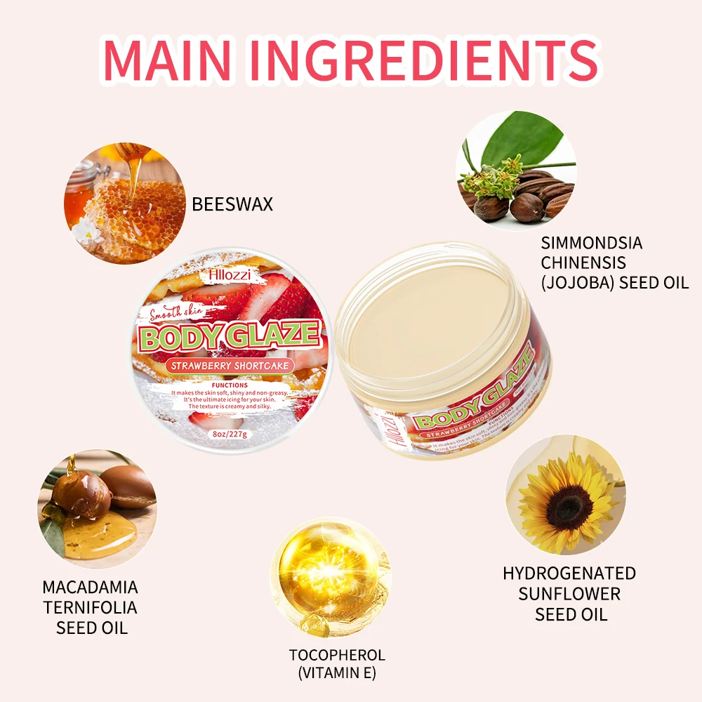 8oz/2oz Large capacity strawberry body glaze moisturizing refreshing non-greasy body rejuvenation cream