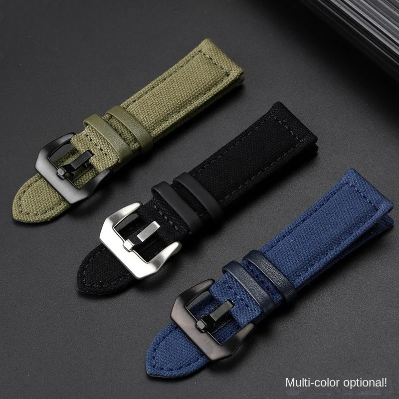 Nylonowe płótno skóra bydlęca dolny pasek do zegarka Breitling super ocean rozrządu Panerai PAM111 PAM441 Diesel Watchband 20mm 22mm 24mm